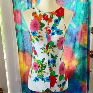 VTG Psychedelic Floral Print One Piece Swimsuit